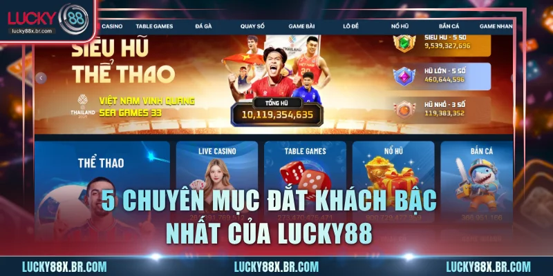 5 chuyên mục đắt khách bậc nhất của Lucky88