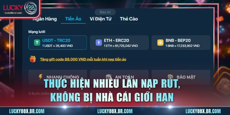 Thực hiện nhiều lần nạp rút, không bị nhà cái giới hạn