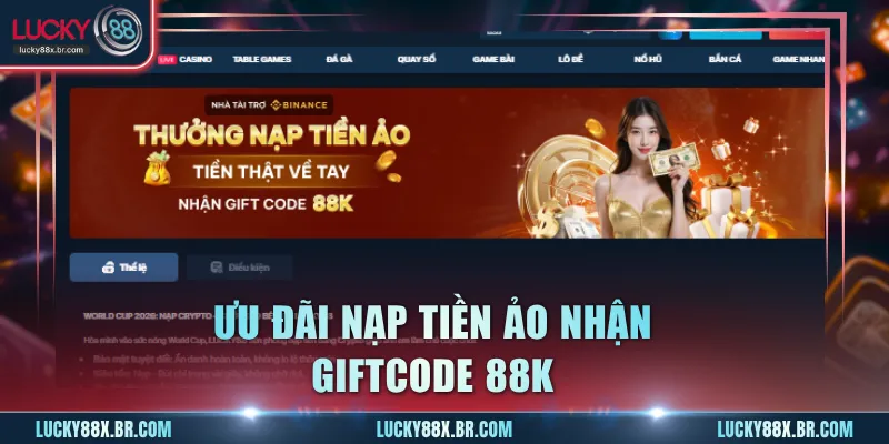 Ưu đãi nạp tiền ảo nhận giftcode 88k
